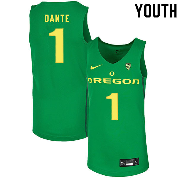 Youth #1 N'Faly Dante Oregon Ducks College Basketball Jerseys Sale-Green - Click Image to Close